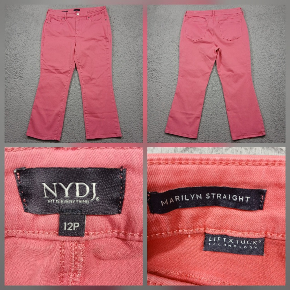 NYDJ Marilyn Straight Jeans Womens 12P Pink‎ Lift Tuck